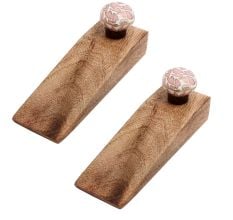 2 Pieces Pink Hexagon Small Ceramic Wooden Door Stopper